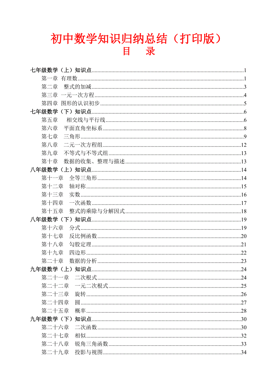 （超详）初中数学易错知识点笔记_第1页