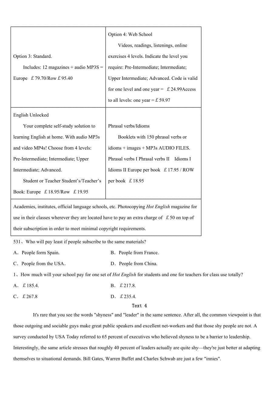 2023年柳城县考研《英语一》预测试卷含解析_第5页