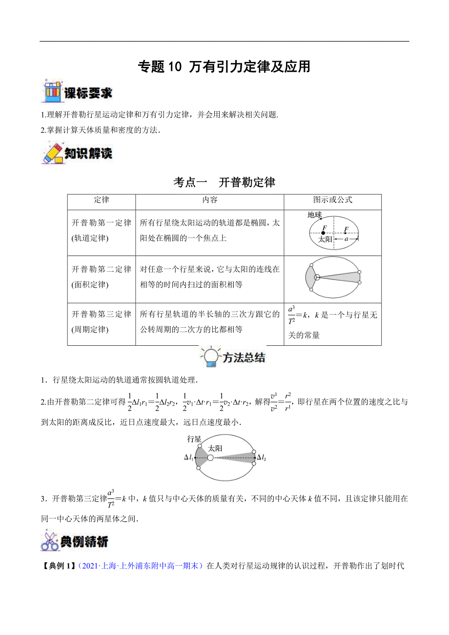 新高考物理一轮复习重难点过关训练专题10 万有引力定律及应用（含解析）_第1页