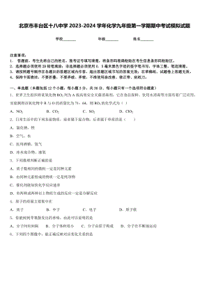 北京市丰台区十八中学2023-2024学年化学九年级第一学期期中考试模拟试题含答案