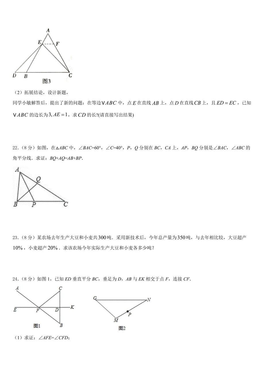 2023-2024学年山东菏泽巨野县数学八年级第一学期期末复习检测模拟试题含答案_第5页