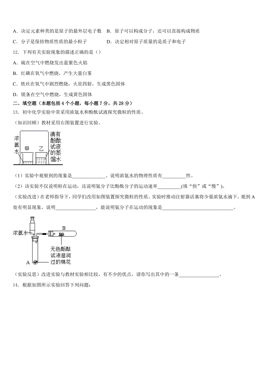 河北省廊坊市文安县2023-2024学年化学九年级第一学期期中复习检测模拟试题含答案_第3页