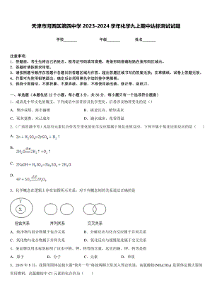 天津市河西区第四中学2023-2024学年化学九上期中达标测试试题含答案