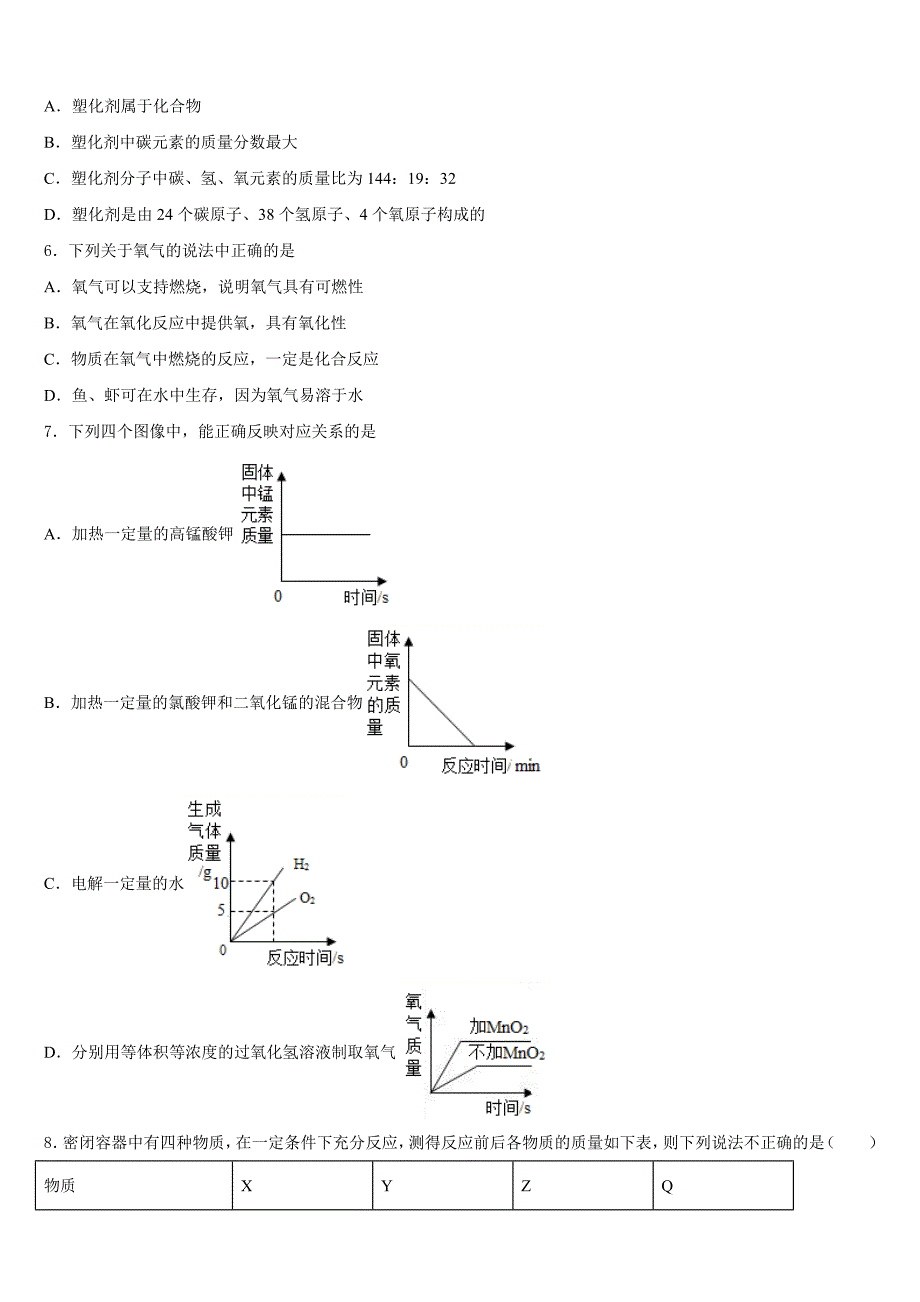 2023-2024学年贵州省兴义市化学九年级第一学期期中监测试题含答案_第2页