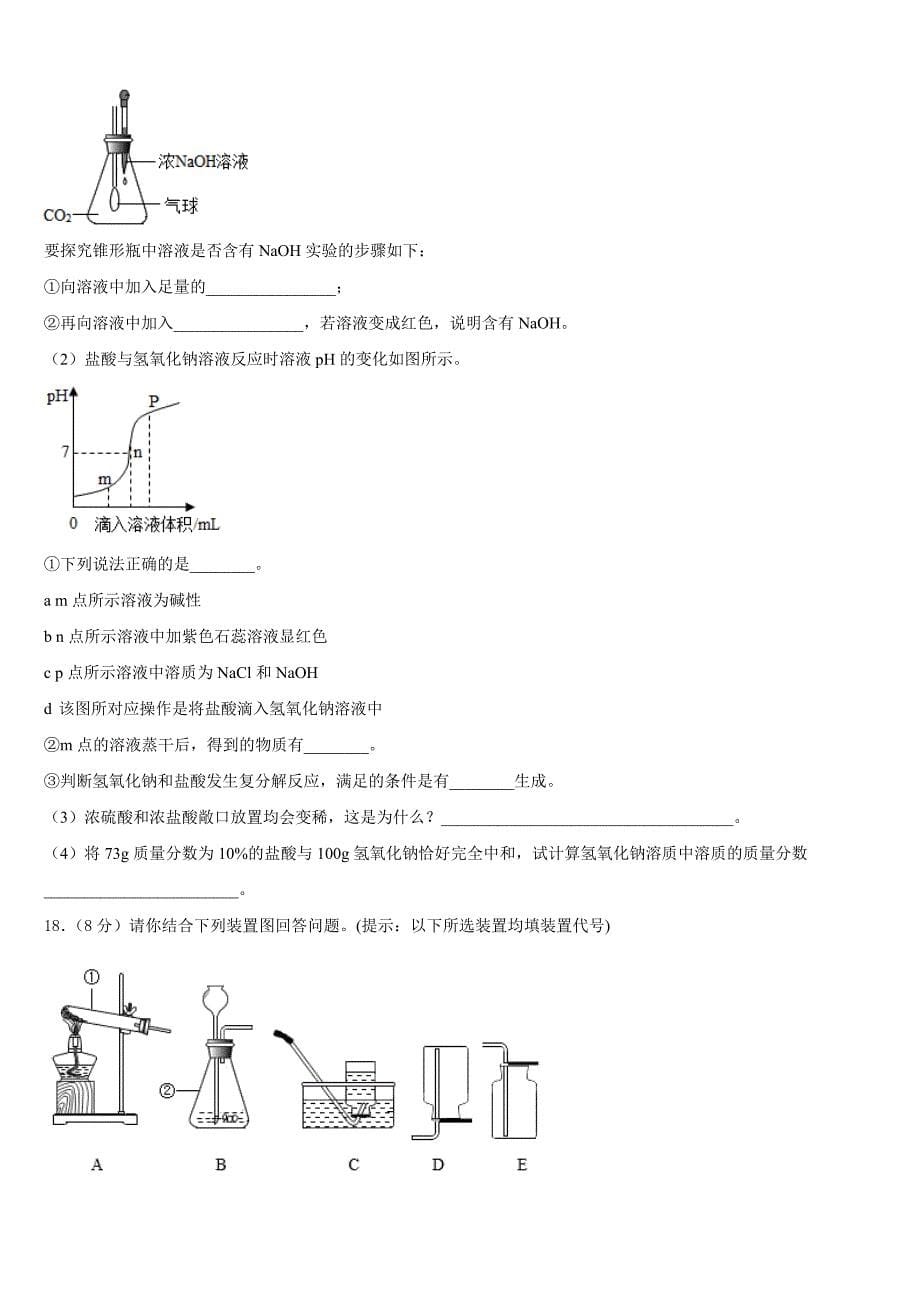 北京四中学2023-2024学年化学九上期中统考模拟试题含答案_第5页