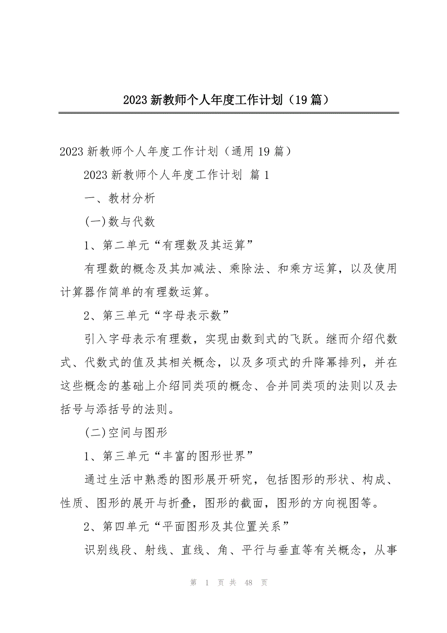 2023新教师个人年度工作计划（19篇）_第1页