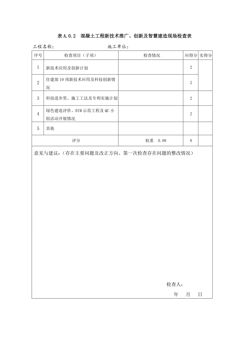 结构长城杯混凝土、装配式、钢结构工程现场检查表、施工质量的评价表、综合评价表_第2页