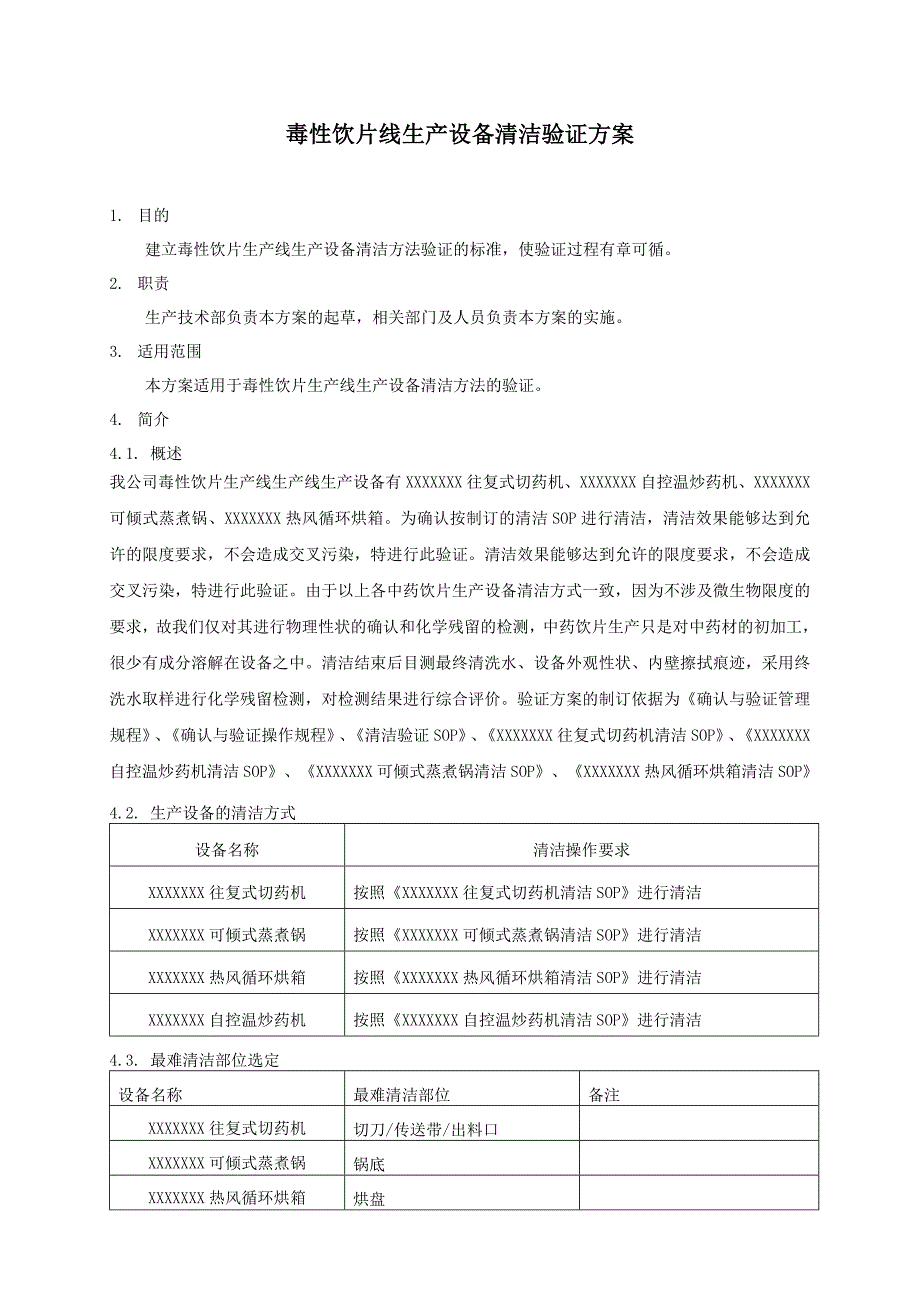 【最新】毒性饮片生产线清洁验证方案_第1页