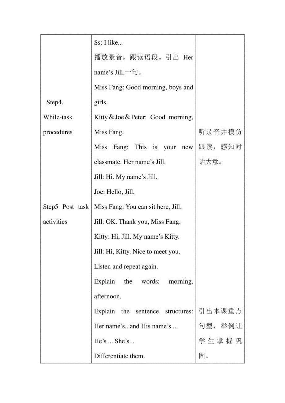 沪教牛津版四年级上册英语Module 1 教案_第5页