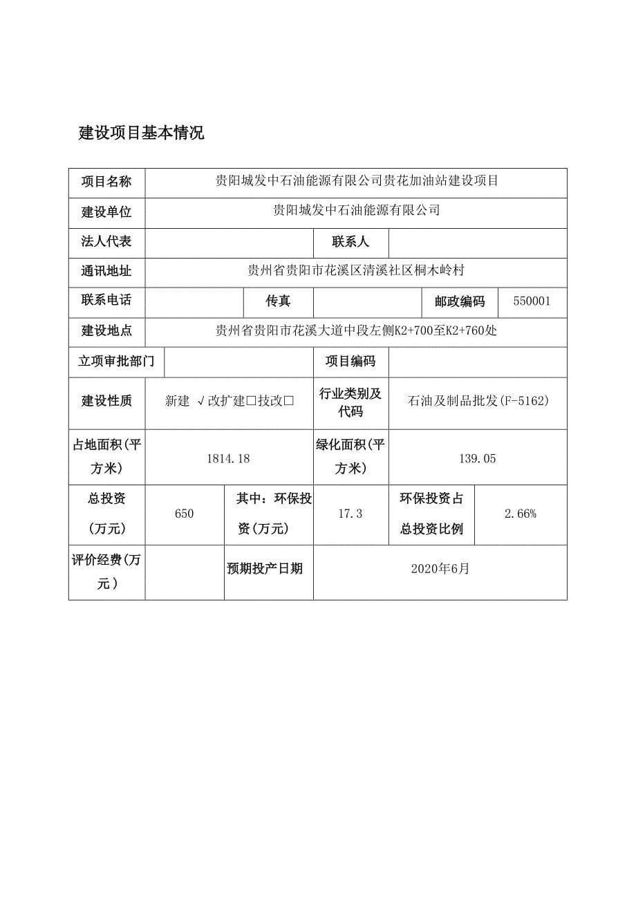 贵阳城发中石油能源有限公司贵花加油站建设项目环评报告_第5页