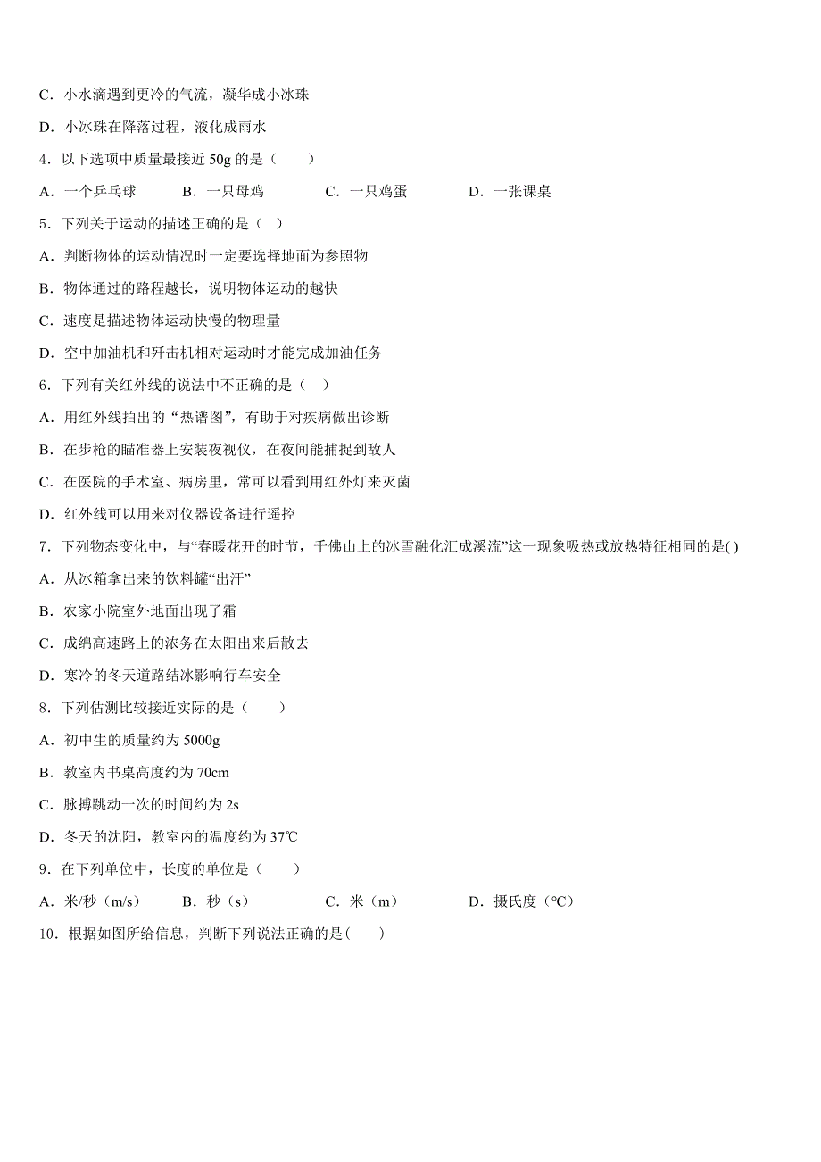 2023-2024学年山东省东营地区物理八上期末教学质量检测试题含答案_第2页