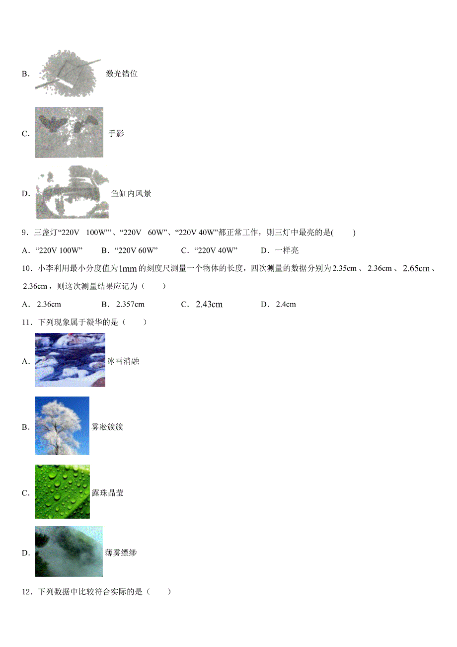 2023-2024学年江苏省苏州市苏州工业园区八年级物理第一学期期末学业质量监测试题含答案_第3页