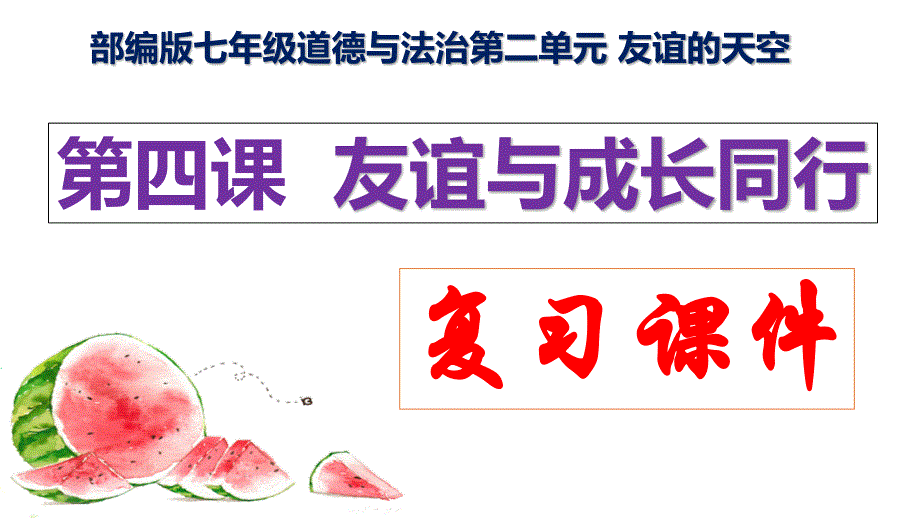 第四课+友谊与成长同行+复习课件 部编版道德与法治七年级上册_第1页