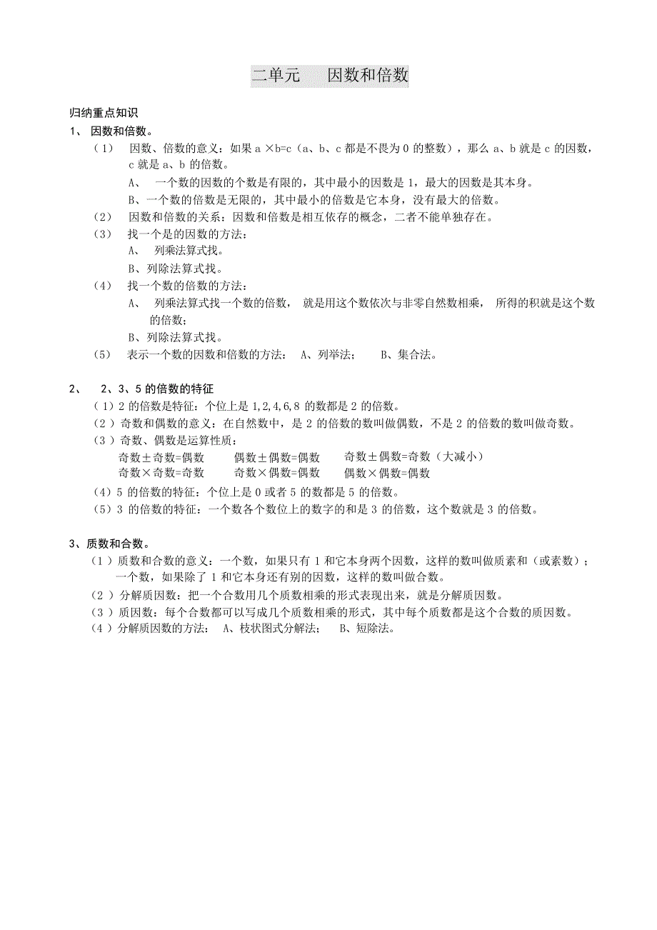 人教版数学五年级下册知识点归纳考研数学_第2页