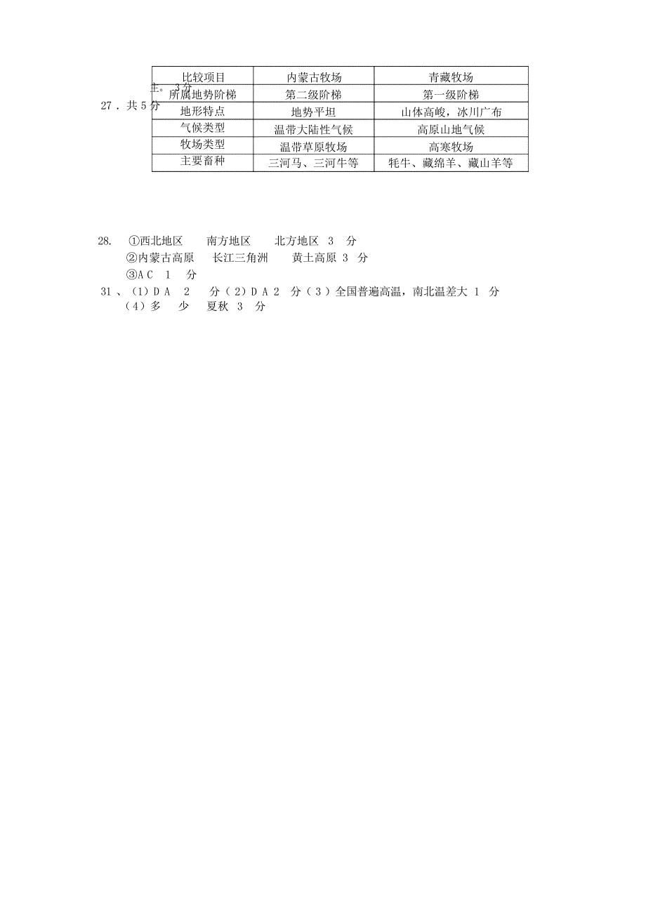 八年级地理下册第五章复习试题及参考答案1试题_第5页