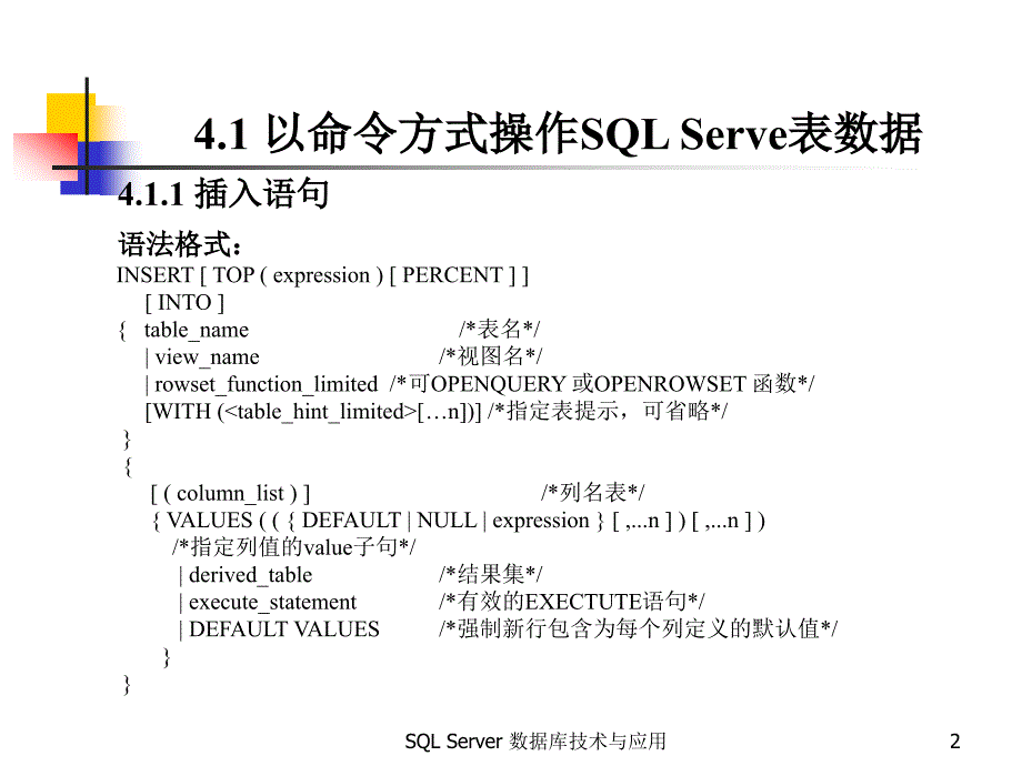 SQL Server数据库第4章 表数据操作_第2页