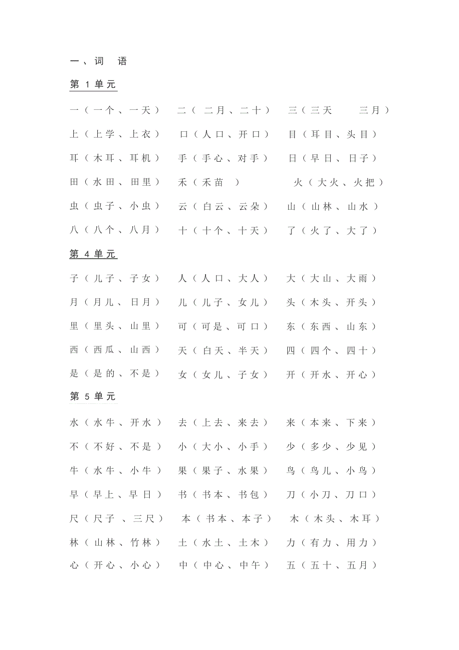 人教部编版小学一年级语文上册期末总复习小学考试_第1页