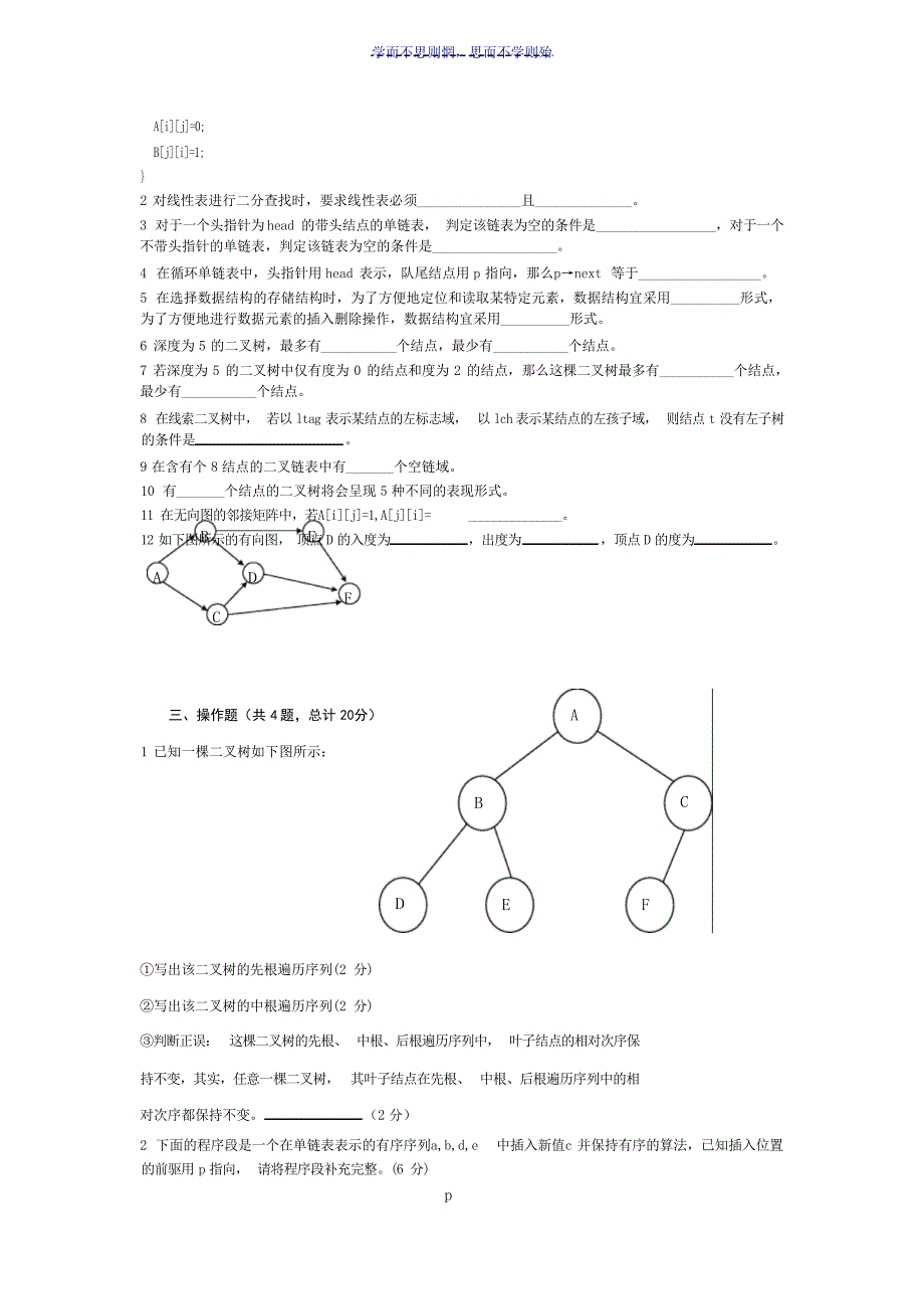 数据结构期末总复习题试题_第2页