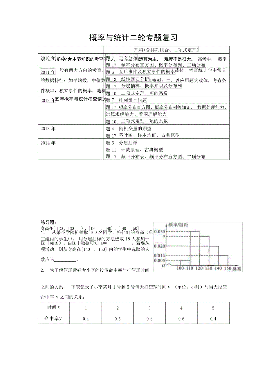 概率与统计二轮专题复习理高考_第1页