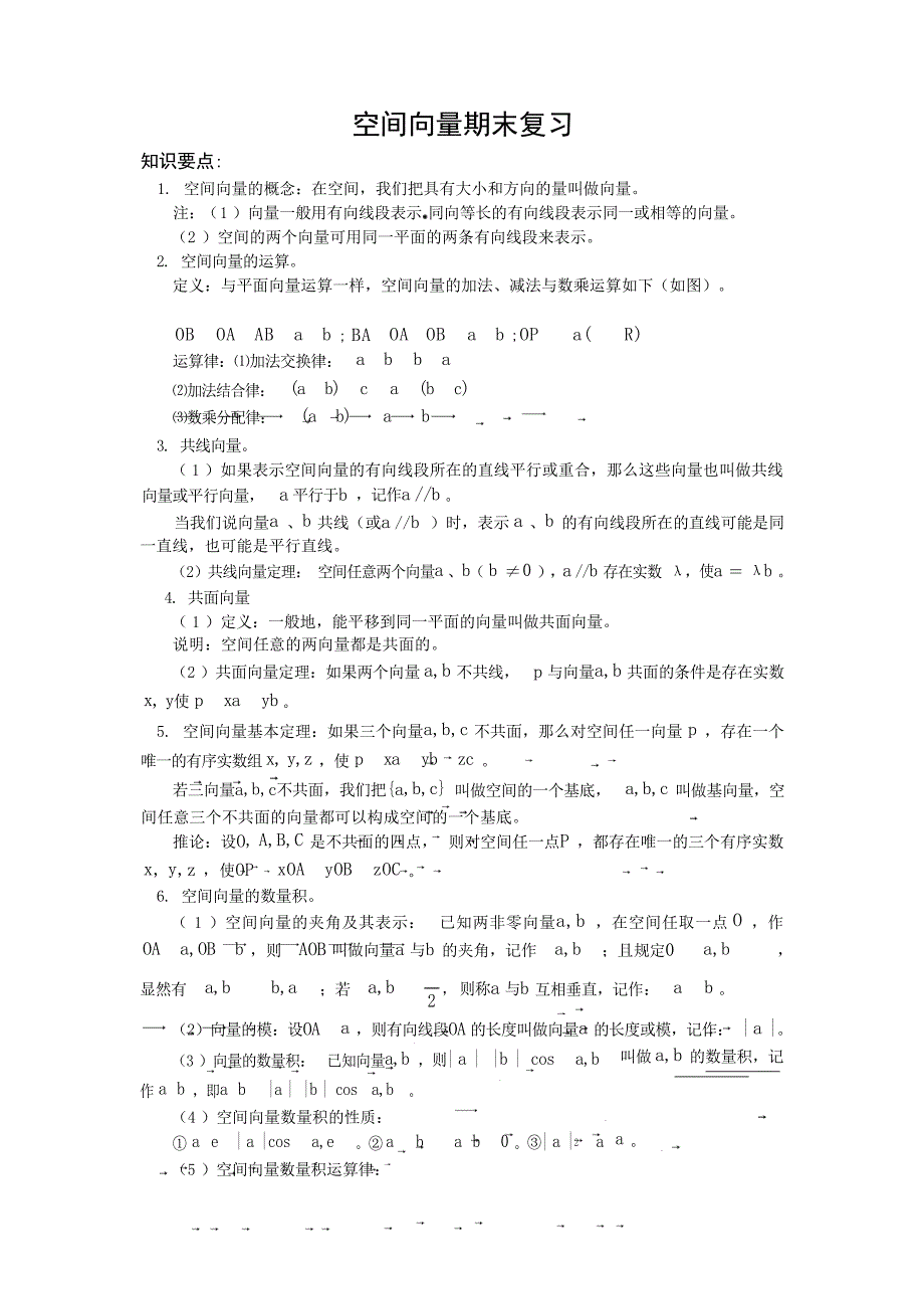 空间向量知识点归纳期末复习高中教育2_第1页