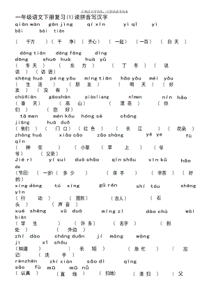 一年级语文下册复习读拼音写汉字小学教育