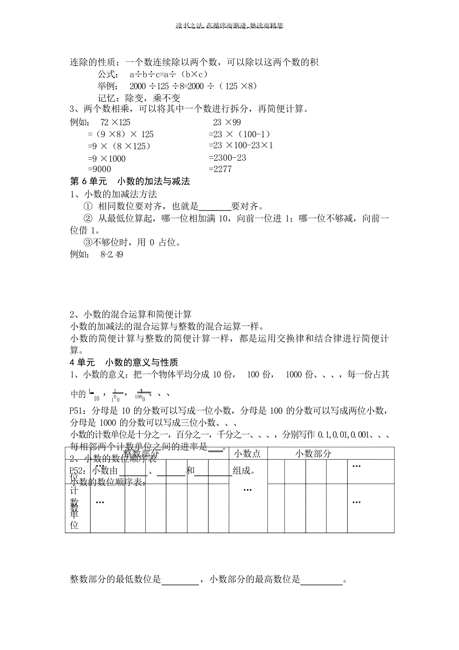 人教版四年级数学下册复习资料小学教育_第3页