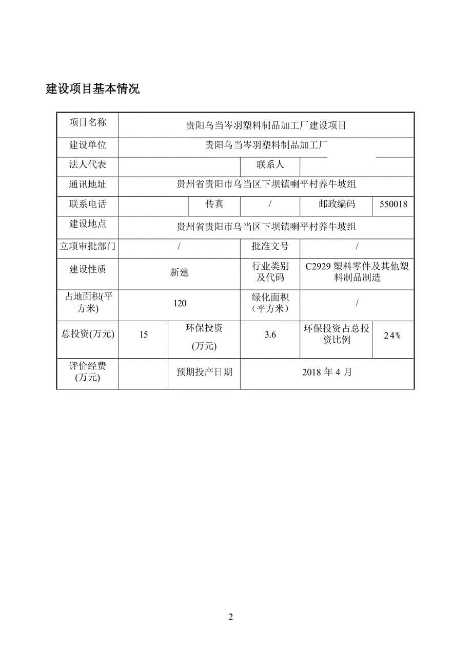 贵阳乌当岑羽塑料制品加工厂建设项目环评报告_第5页