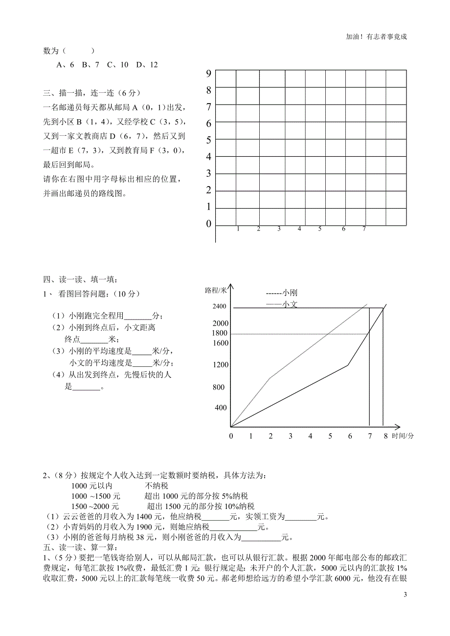 人教新课标数学六年级下学期期中测试卷2 （含答案）_第3页