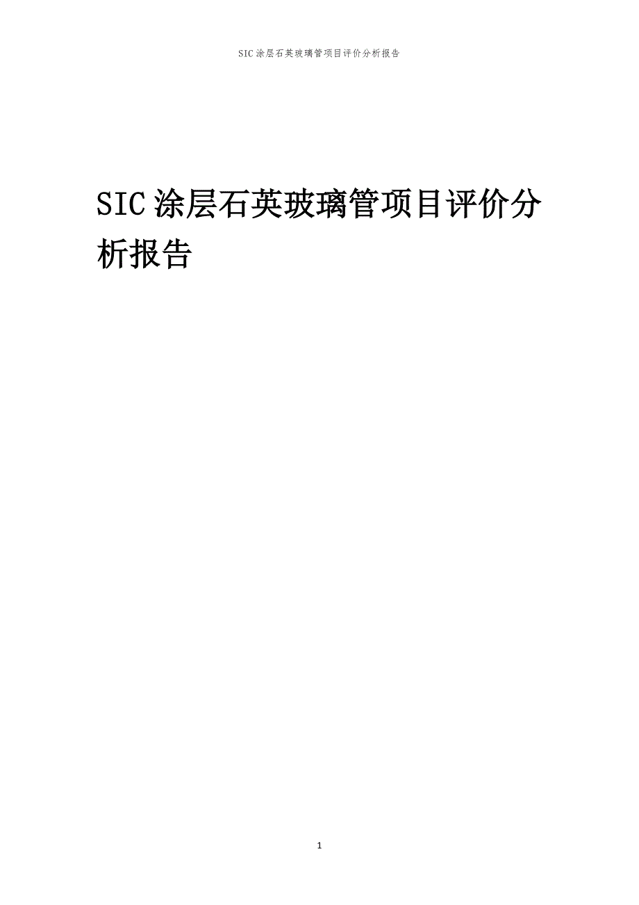 SIC涂层石英玻璃管项目评价分析报告_第1页