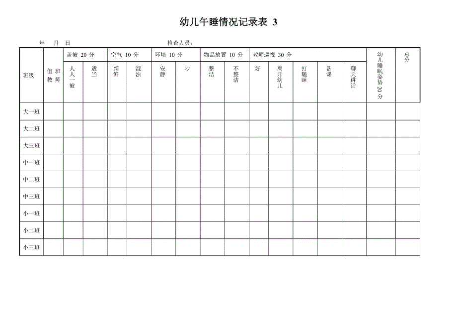 幼儿午睡情况记录表 1--3_第3页