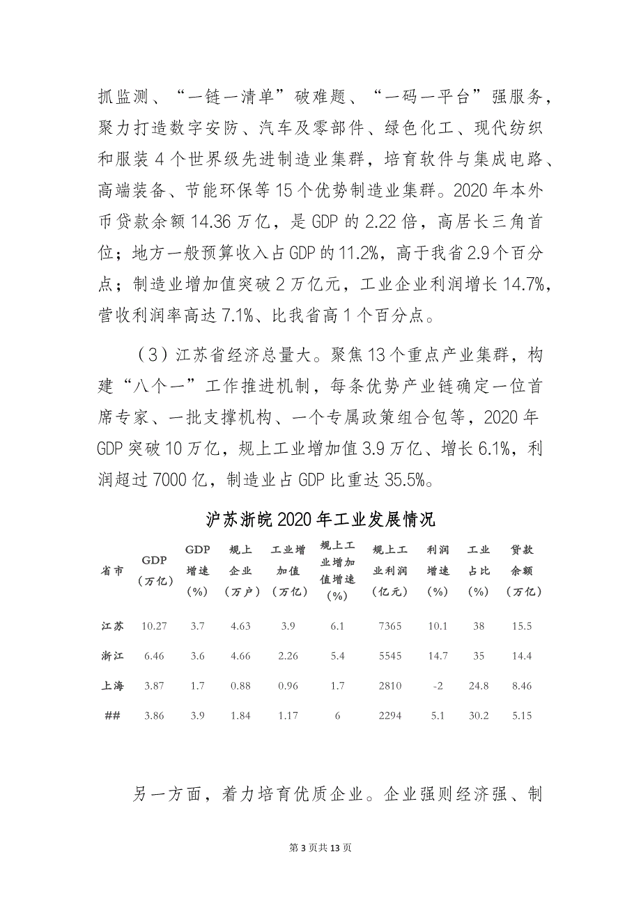 经信部门关于对标学习沪苏浙制造业高质量发展的调研报告_第3页