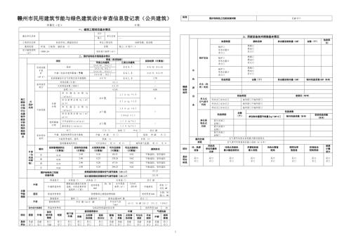 赣州市民用建筑节能与绿色建筑设计审查信息登记表（公共建筑）