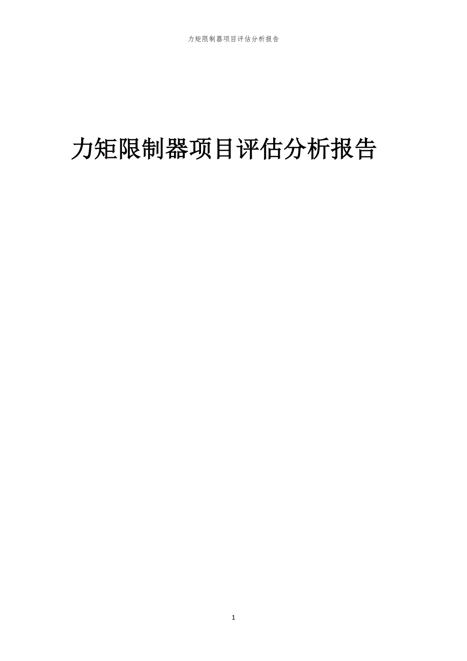 力矩限制器项目评估分析报告_第1页