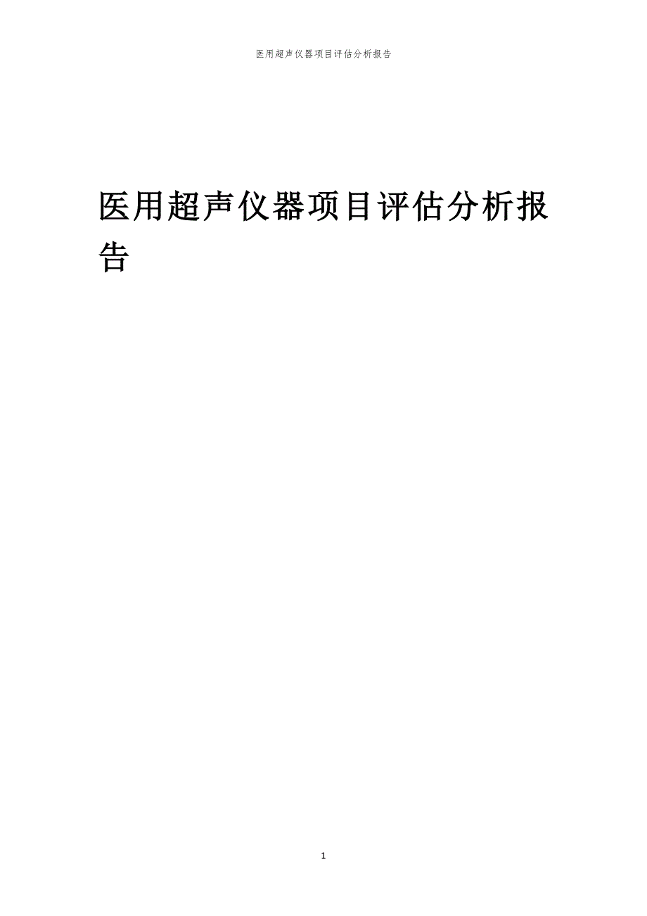 医用超声仪器项目评估分析报告_第1页