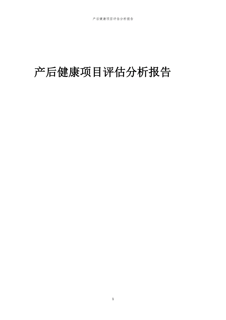 产后健康项目评估分析报告_第1页