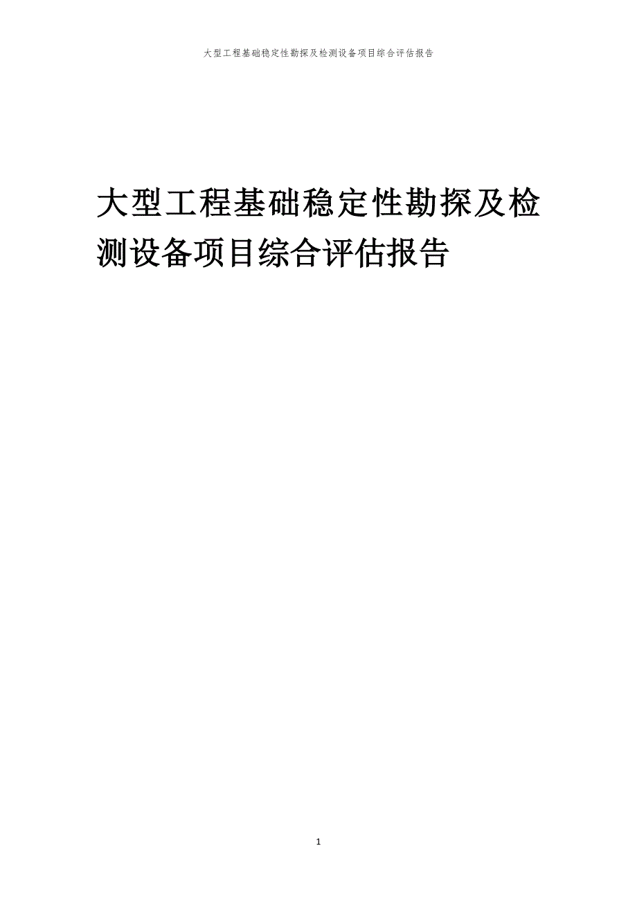 大型工程基础稳定性勘探及检测设备项目综合评估报告_第1页