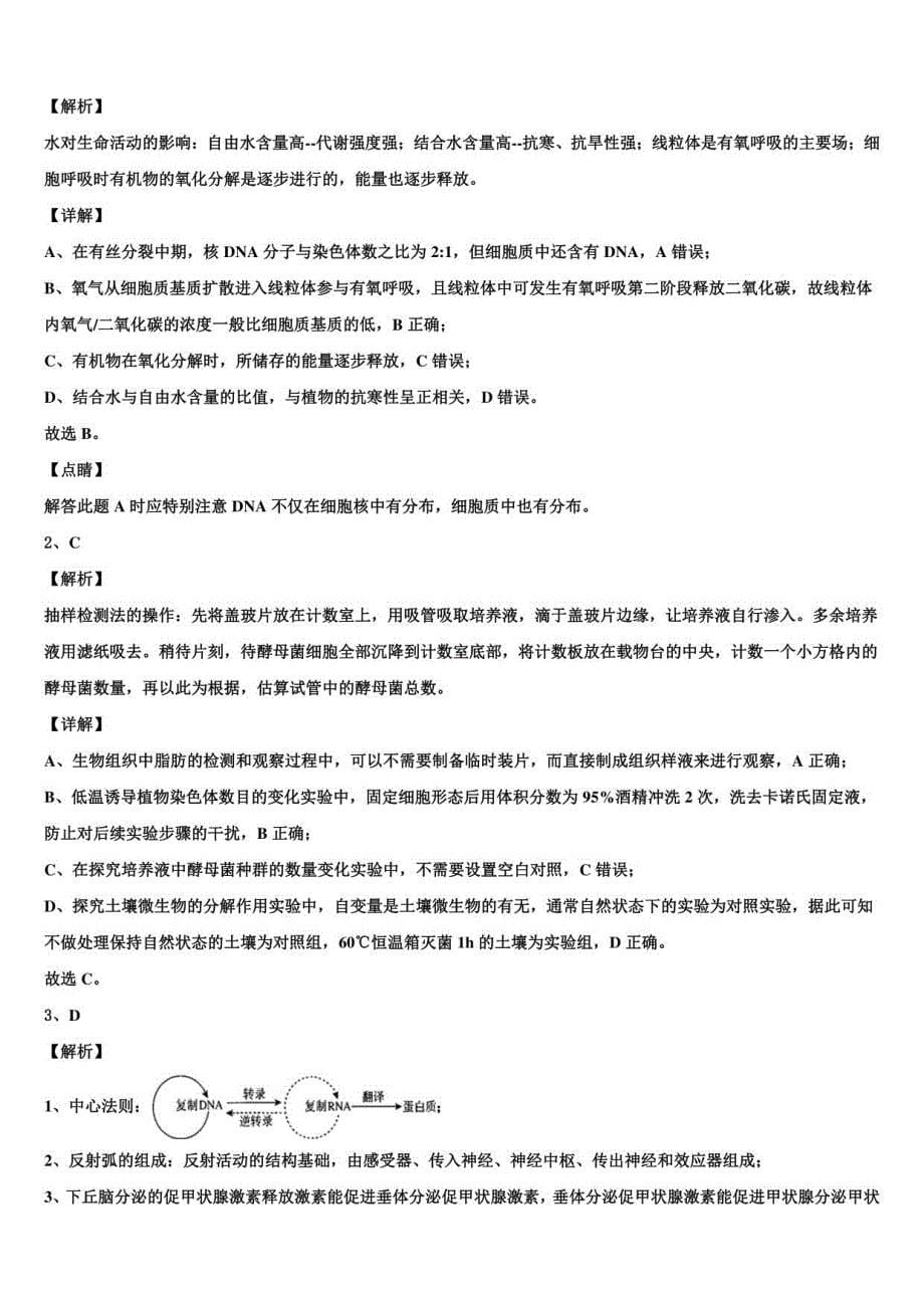 2022年湖北省汉阳高考适应性考试生物试卷含解析_第5页