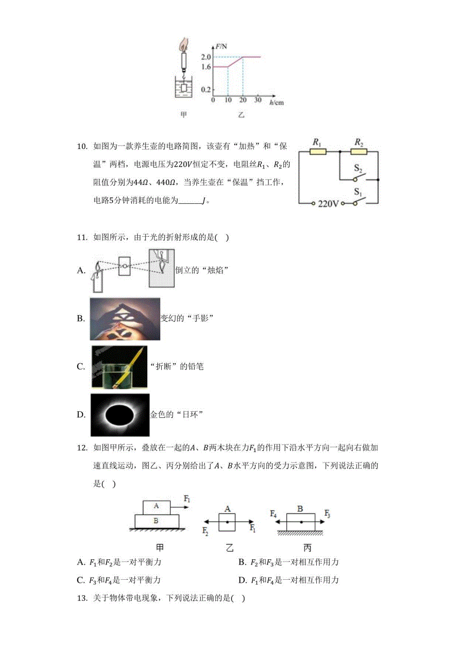 2022年安徽省合肥市蜀山区中考物理二模试卷（附答案详解）_第3页