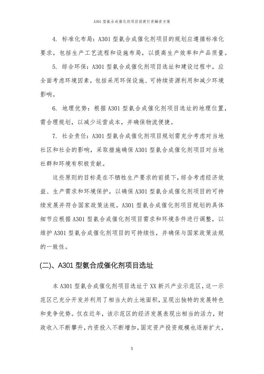 A301型氨合成催化剂项目招商引资融资方案_第5页