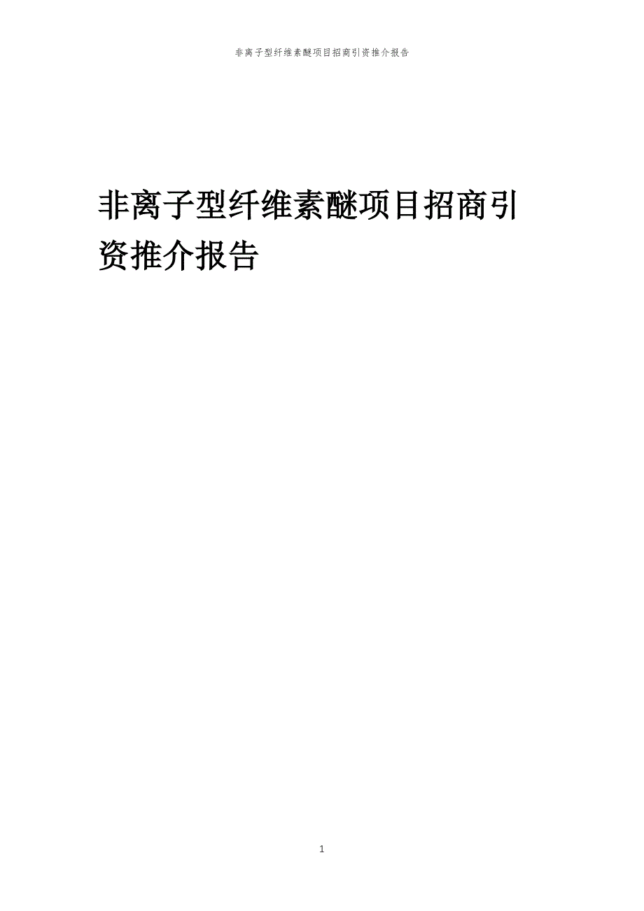 非离子型纤维素醚项目招商引资推介报告_第1页