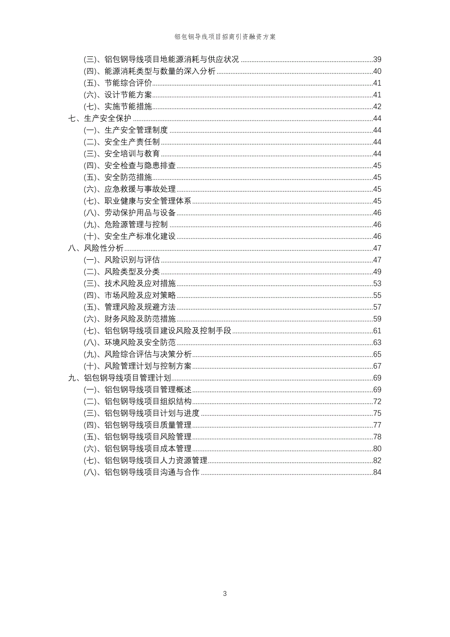 铝包钢导线项目招商引资融资方案_第3页
