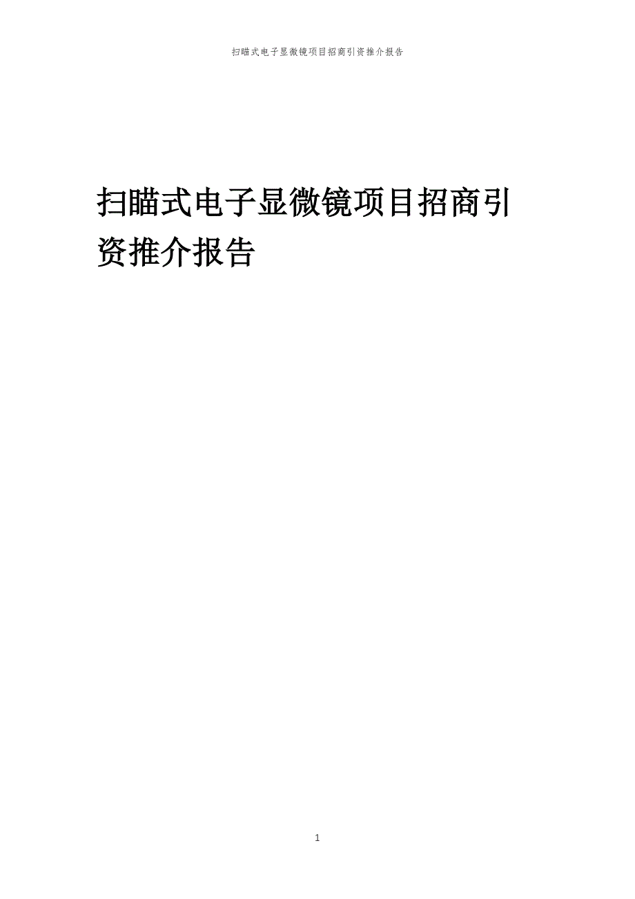 扫瞄式电子显微镜项目招商引资推介报告_第1页