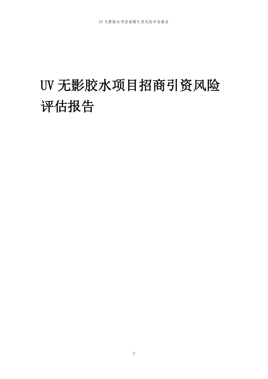 UV无影胶水项目招商引资风险评估报告_第1页