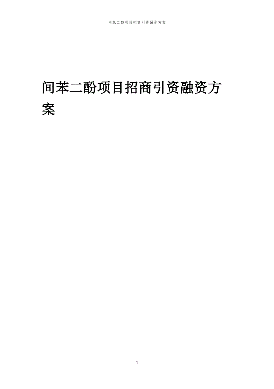 间苯二酚项目招商引资融资方案_第1页