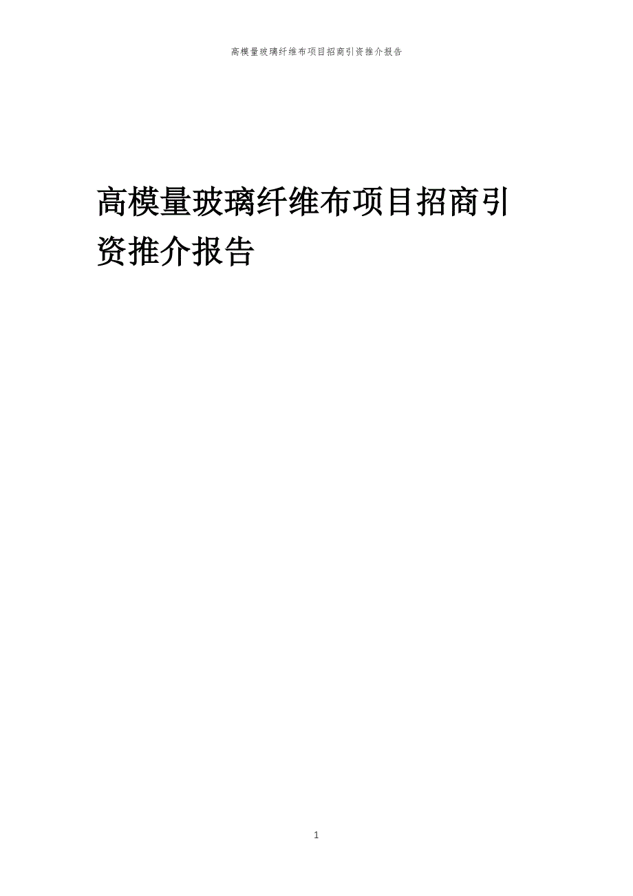 高模量玻璃纤维布项目招商引资推介报告_第1页