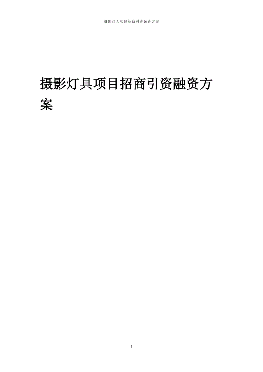 摄影灯具项目招商引资融资方案_第1页