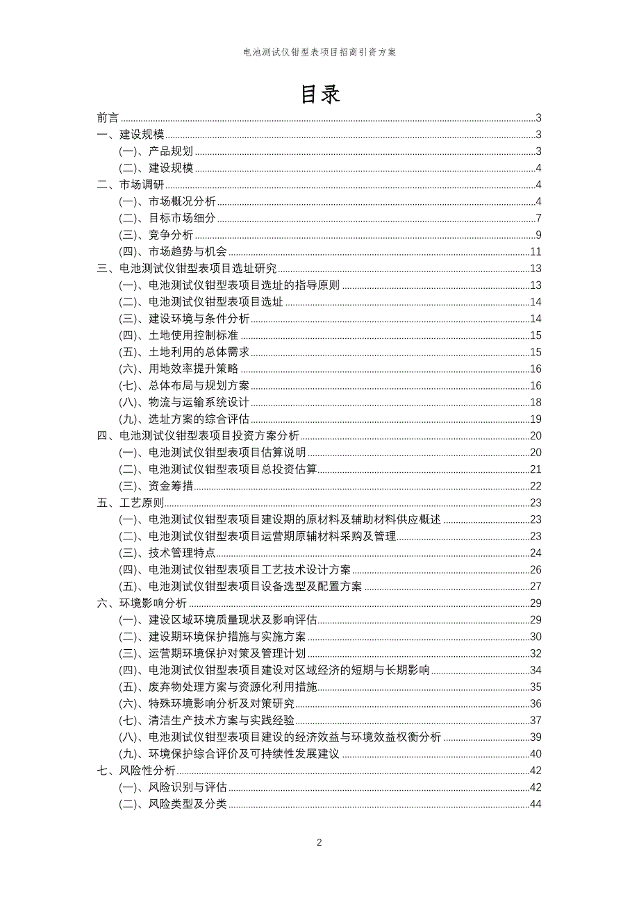 电池测试仪钳型表项目招商引资方案_第2页