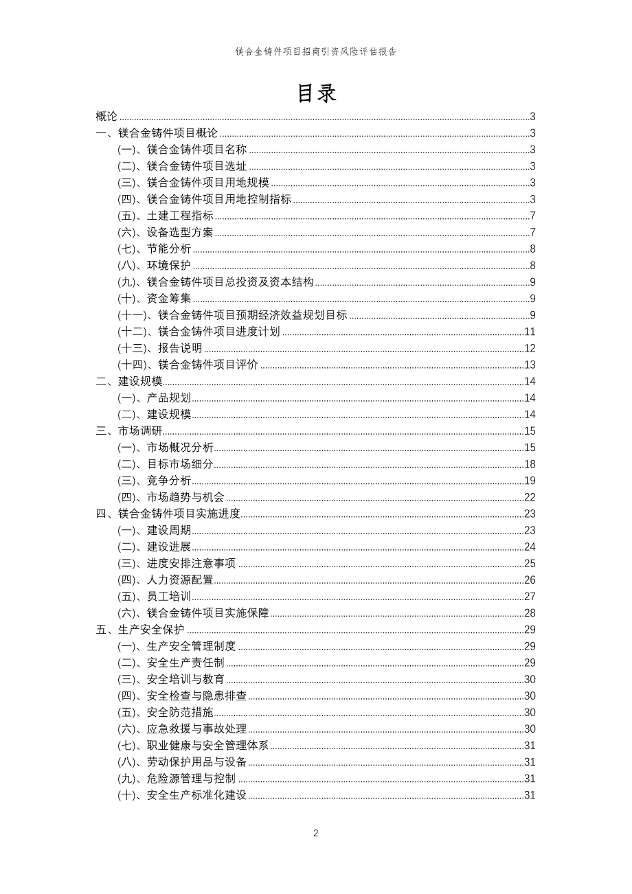 镁合金铸件项目招商引资风险评估报告_第2页
