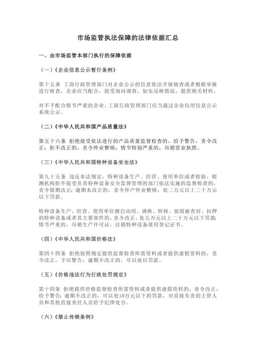 市场监管执法保障的法律依据汇总