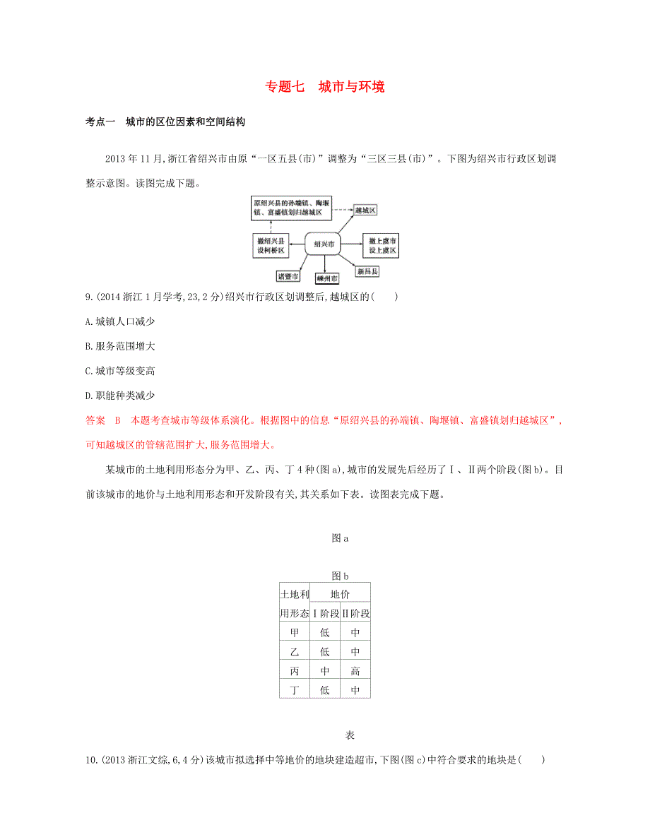 高考地理总复习 专题七 城市与环境试题-人教版高三全册地理试题_第1页